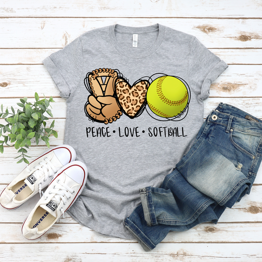 Peace Love Softball Graphic Tee