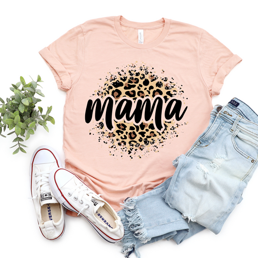 MAMA Leopard Peach Graphic Tee