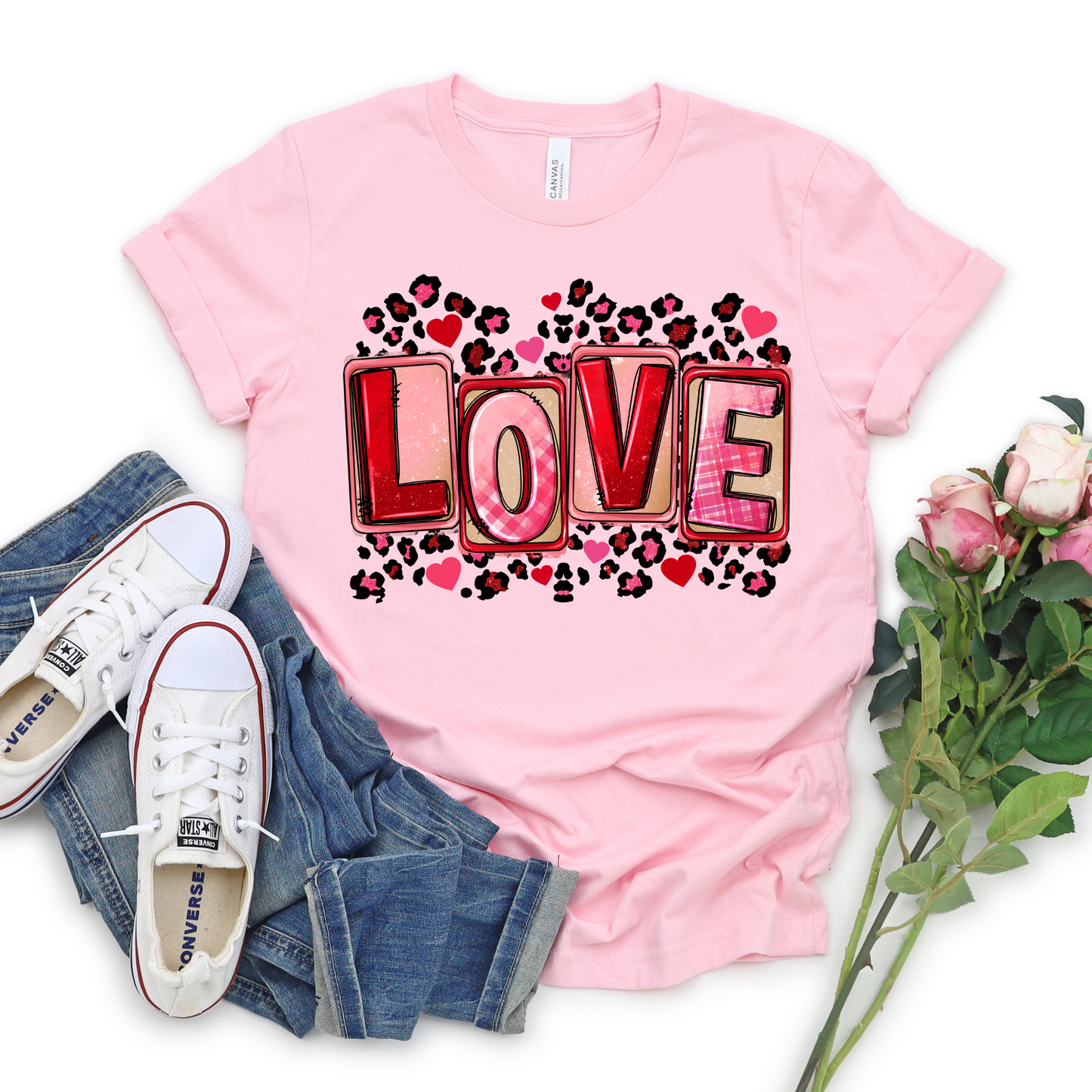 Valentine Love Leopard Graphic Tee