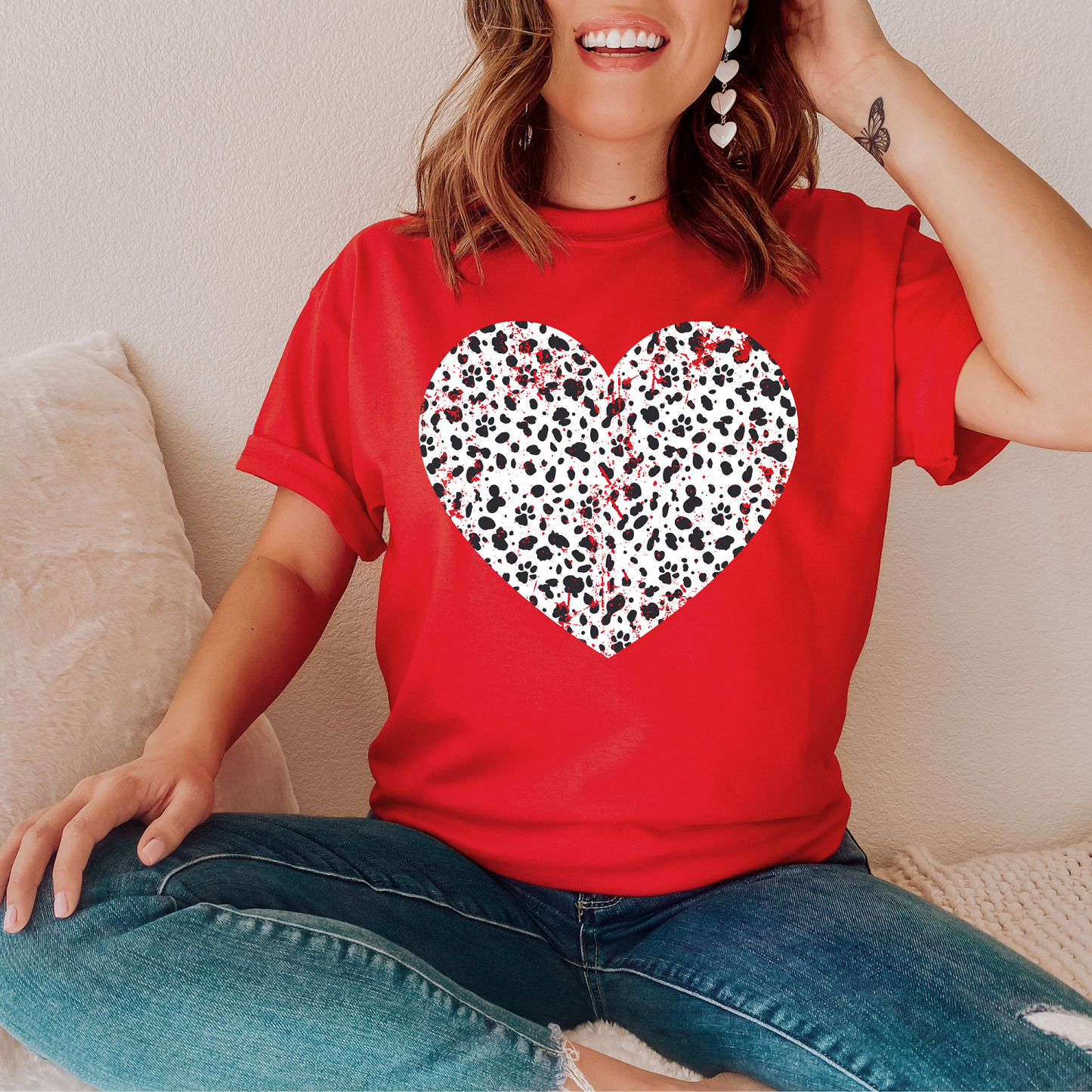 Valentine Dalmation Heart Graphic Tee