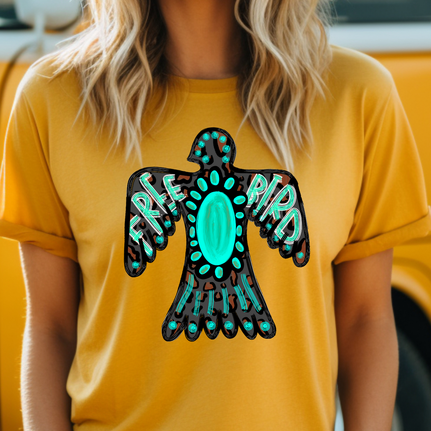 Turquoise Free Bird Graphic Tee