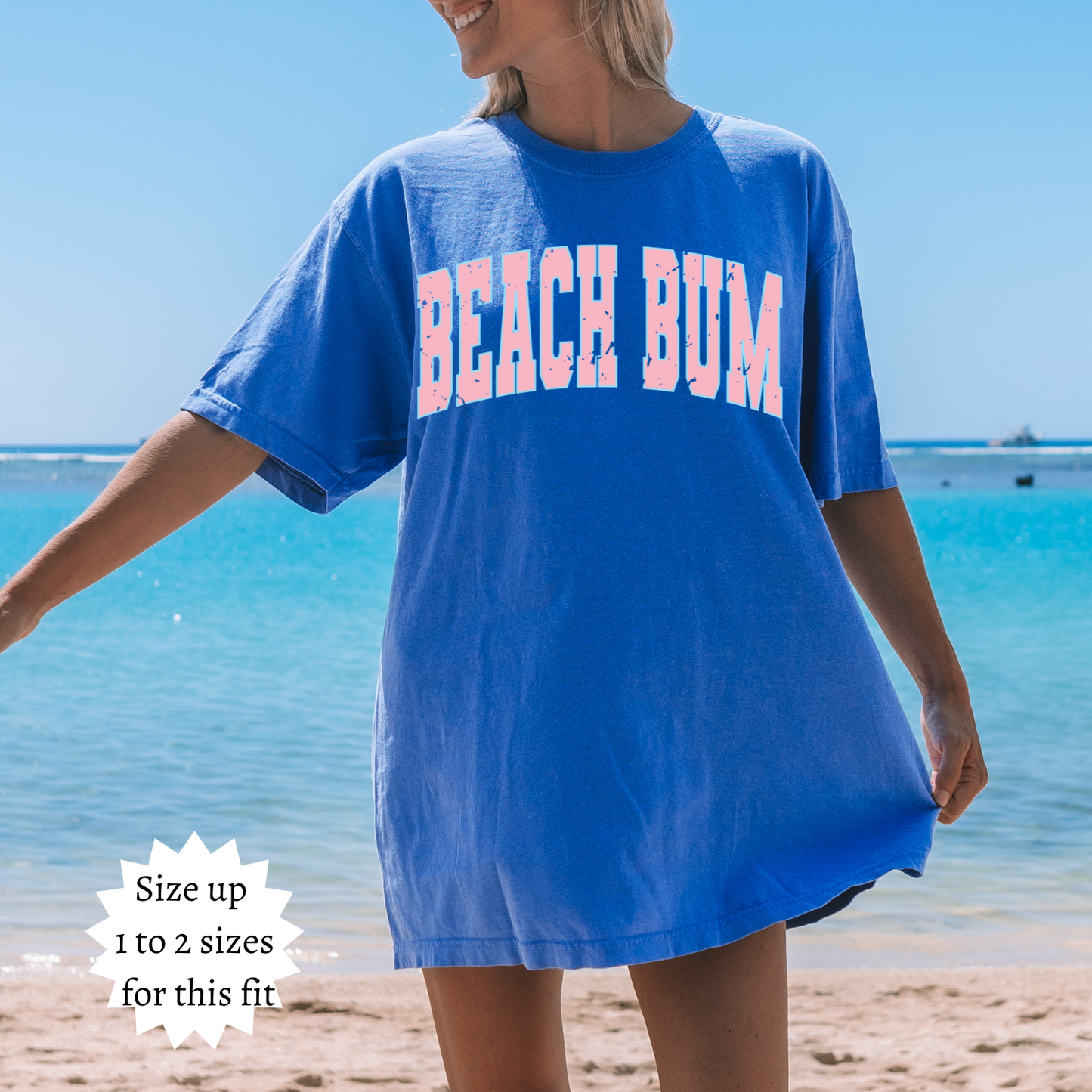 Beach Bum Pink & Blue Comfort Colors Graphic Tee