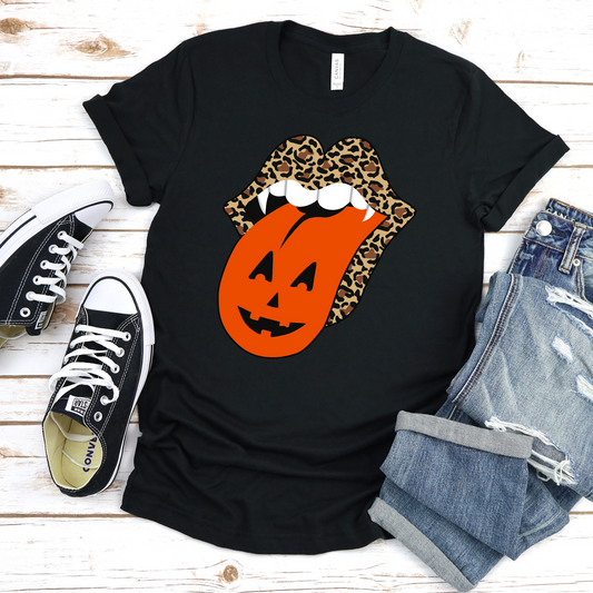 Halloween Pumpkin Tongue Graphic Tee