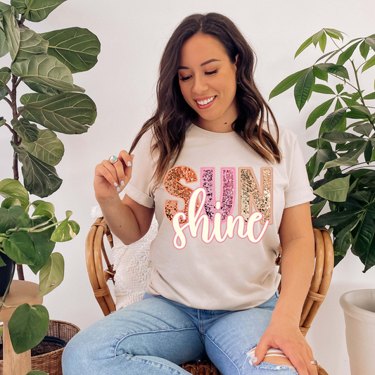 Sunshine Faux Glitter Graphic Tee