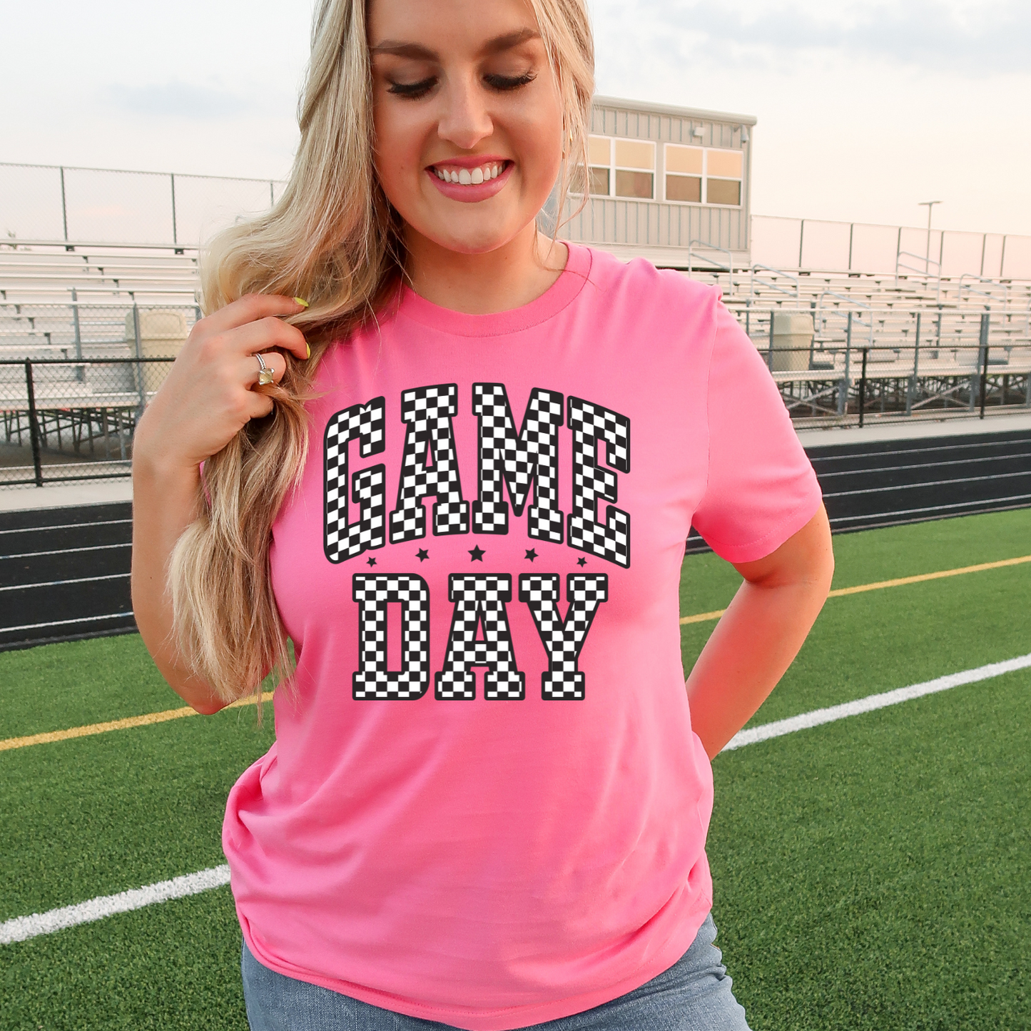 GAME DAY Checkered Graphic Tee