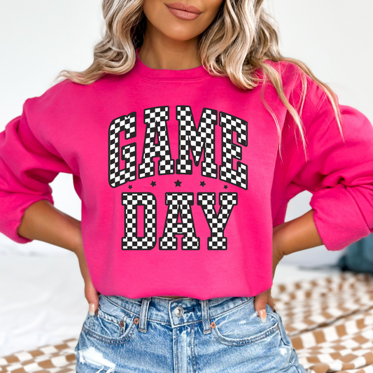 Game Day Checkered Pink Sweatshirt