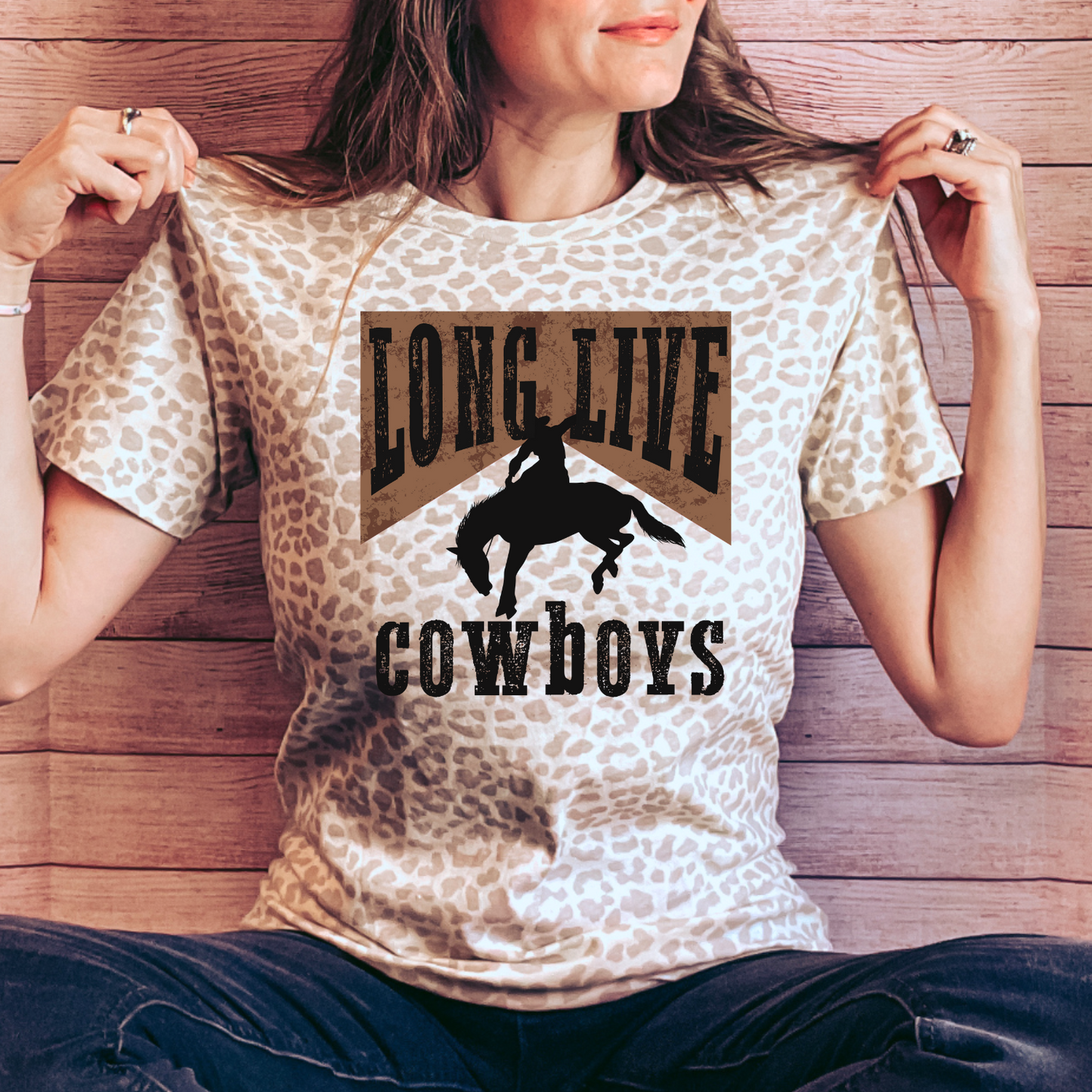 Long Live Cowboys Leopard LAT Graphic Tee