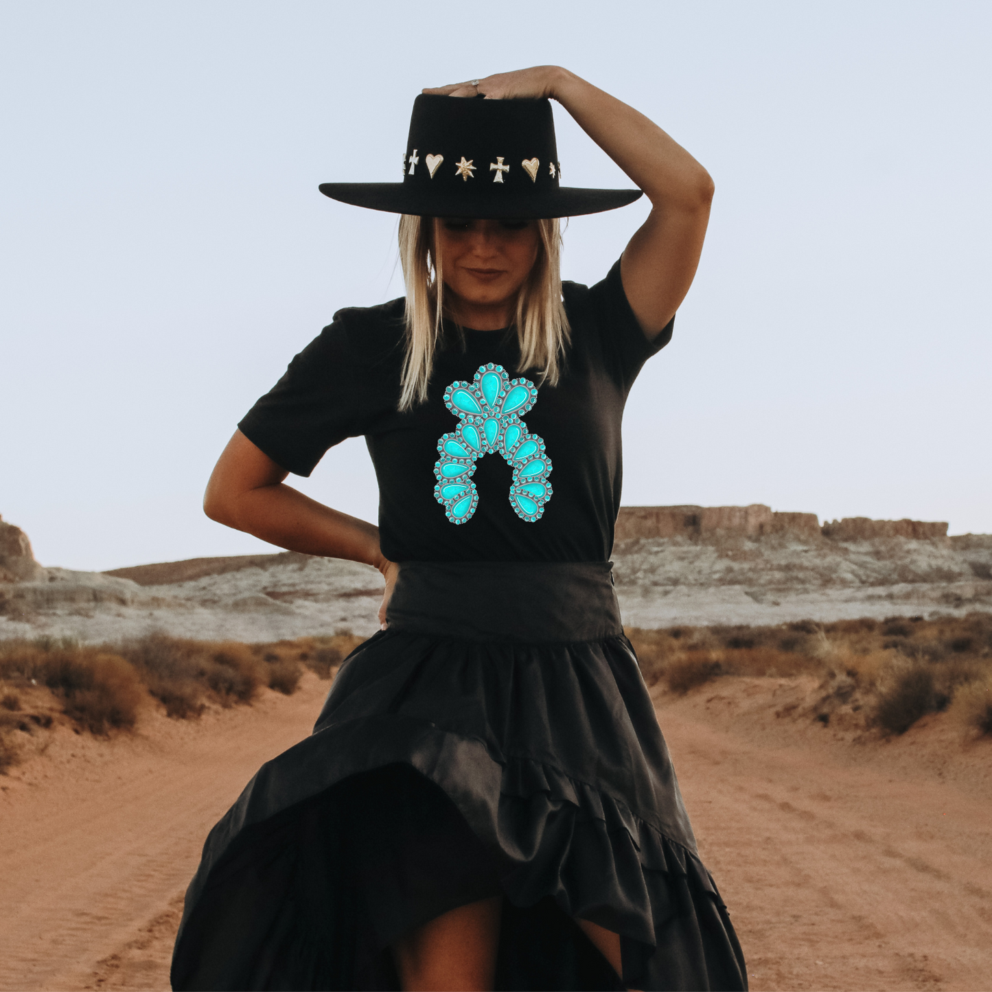 Turquoise Western Graphic Tee