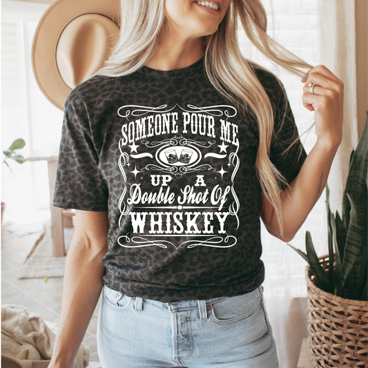 Pour Me Up Double Shot Post Wallen Leopard LAT Graphic Tee