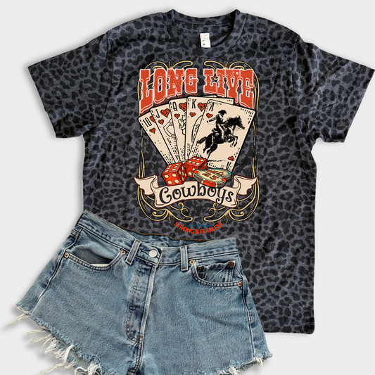 Long Live Cowboys Cards Leopard LAT Graphic Tee