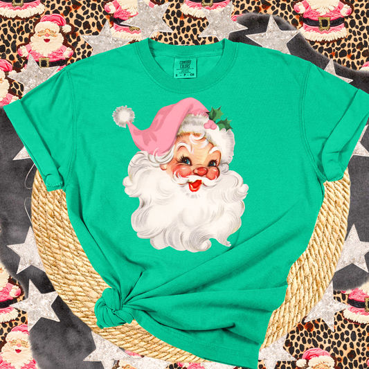 Santa Pink Hat Green CC Graphic Tee