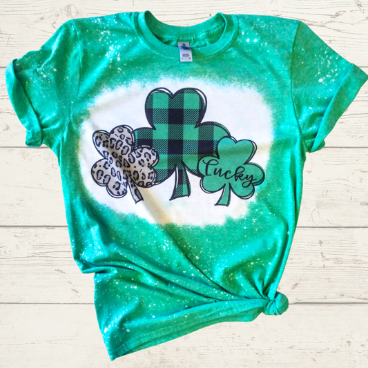 Lucky Clover St Patty's Day Bleached