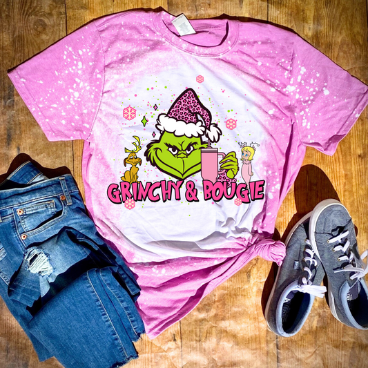 Grinchy and Boujie Bleached Tee