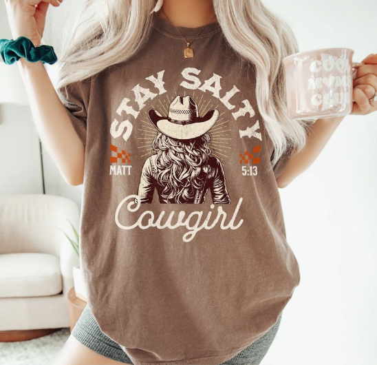 Salty Cowgirl brown CC Tee