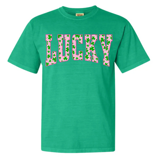 LUCKY Pink and Green CC Tee