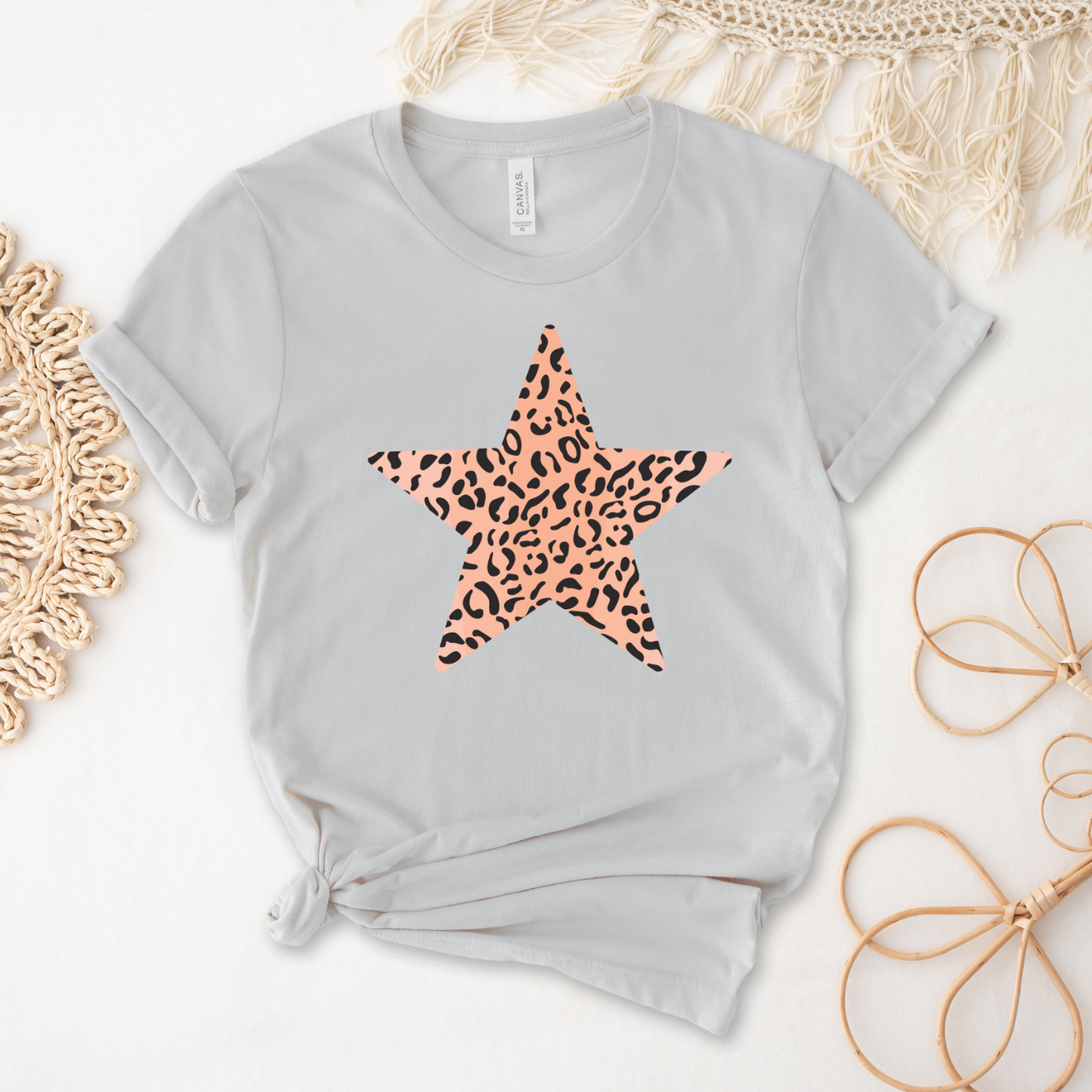 Peach Leopard Star BC Tee