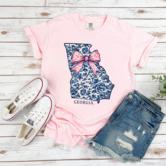 Georgia Blue Pink Bow CC Tee