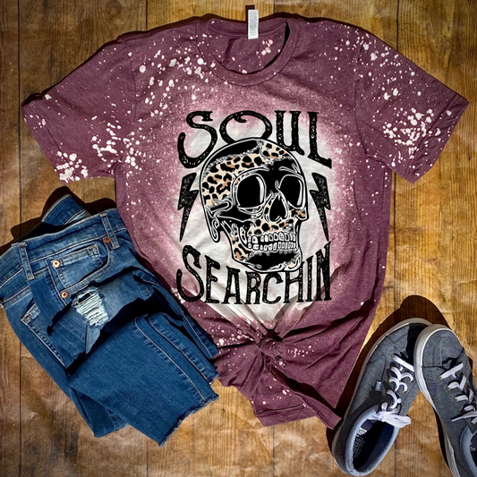 Soul Searchin Bleached Tee Maroon